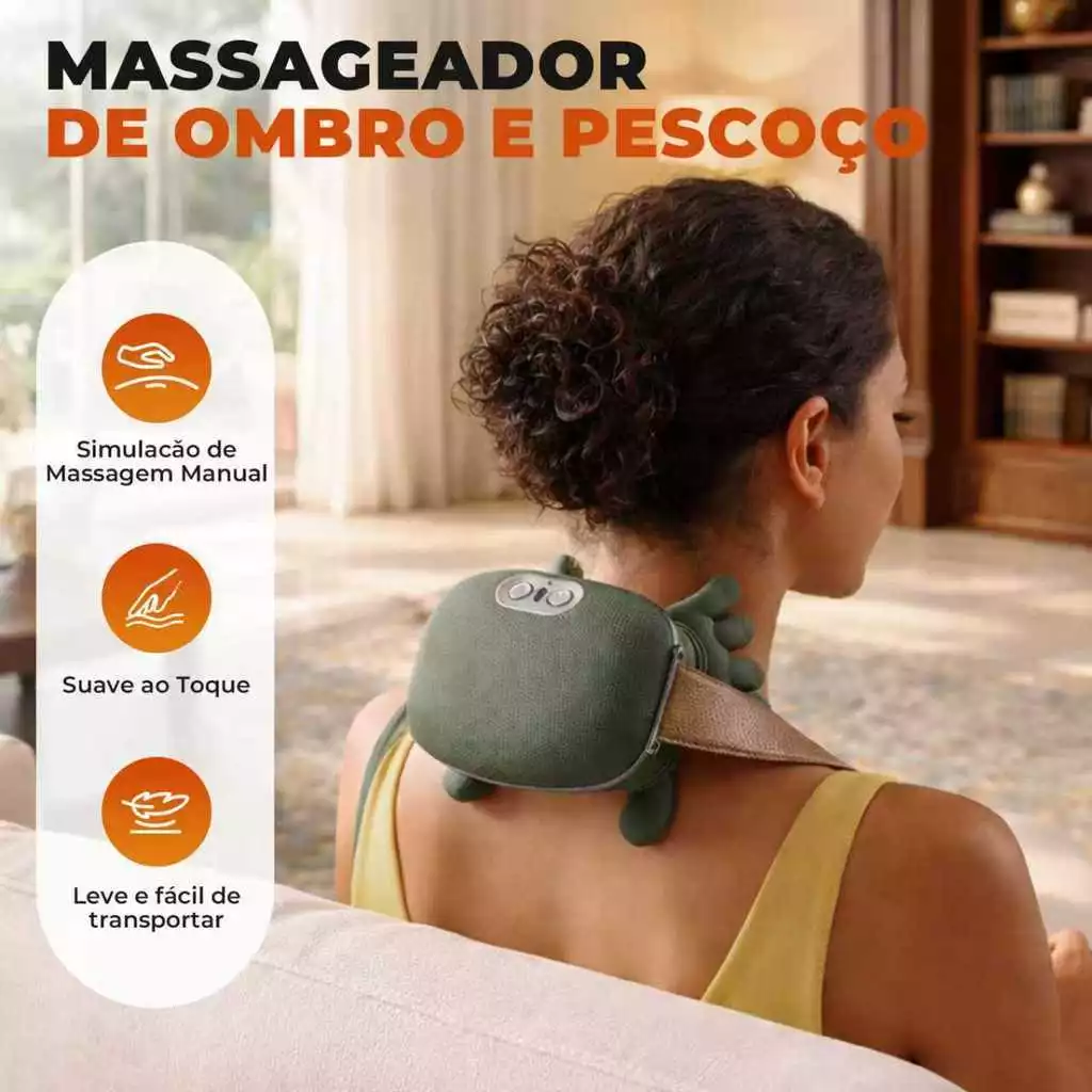Massageador Elétrico de Ombro e Pescoço 4D com Aquecimento Duplo