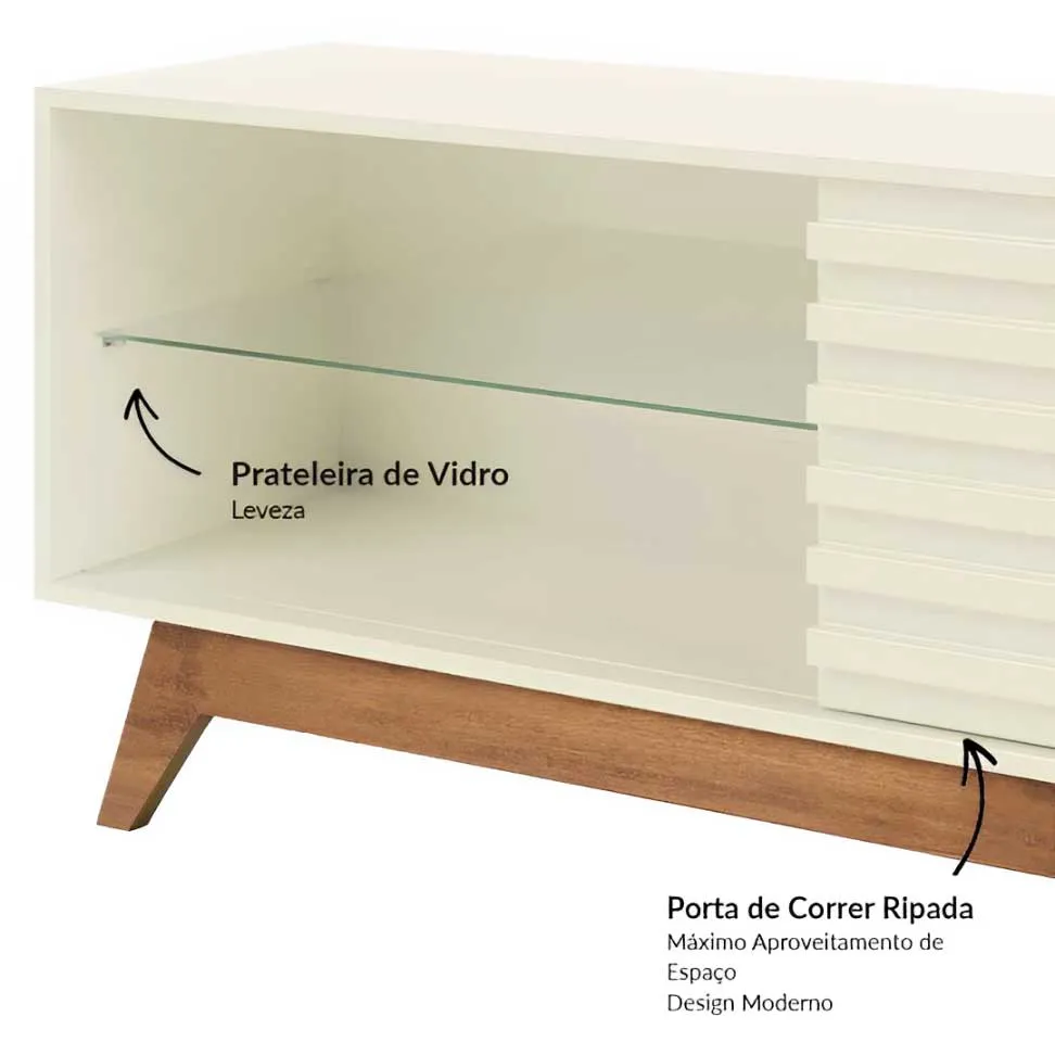Painel com Rack 1,40m com Led e 1 Porta de Correr 100% MDF
