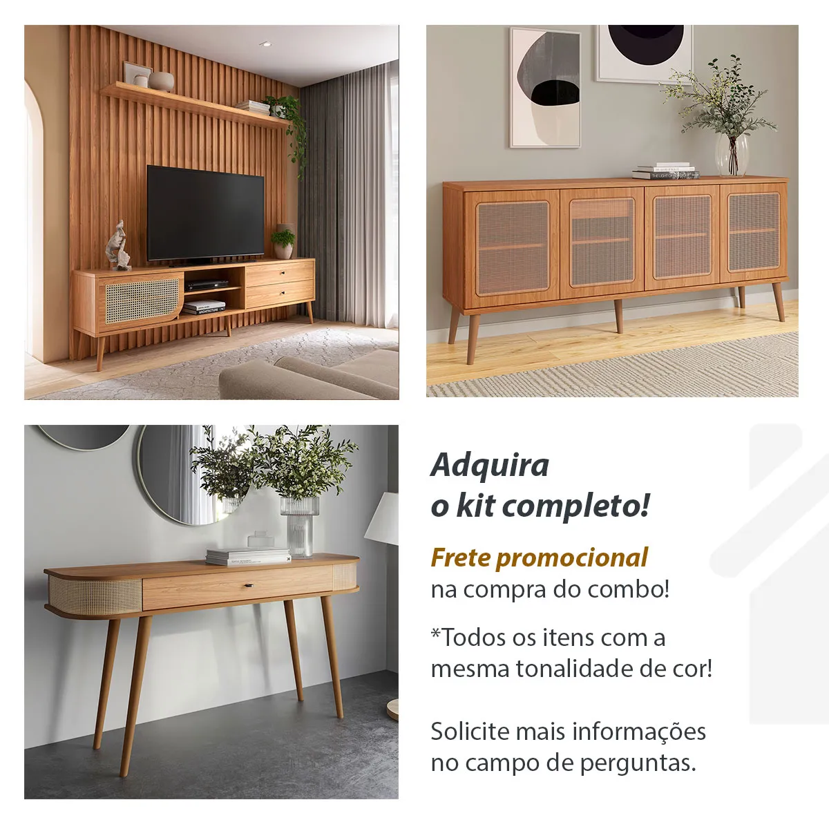 Painel Ripado Decorativo em MDF 134cm x 250cm Dalla Costa